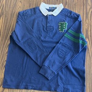 Ralph Lauren White and Navy Custom Fit Shirt
